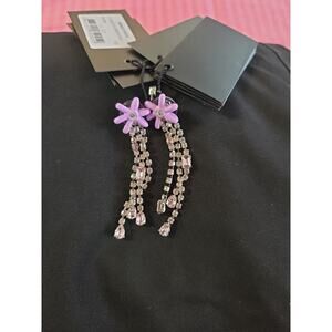 Maje Purple Floral Rhinestone Earrings Prom Wedding FORMAL JEWELRY New $125